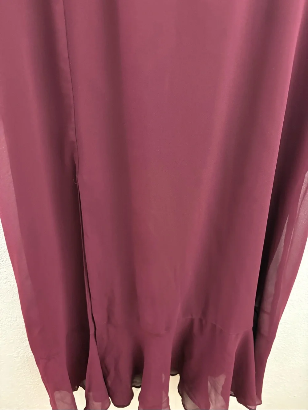 Show me your mumu Square Neck Ruffle Split Midi wine Formal Dress size XXL - Picture 4 of 8
